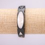 Bracelet with Metal Inserts, Length 21cm, 15mm Thick, Black Rubber with Clasp