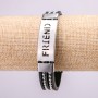 Bracelet with Metal Inserts, Length 21cm, 15mm Thick, Black Rubber with Clasp