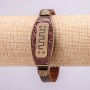 Bracelet with Metal Inserts, Length 16-24cm, 20mm Thick, Brown Eco Leather on Strap