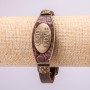 Bracelet with Metal Inserts, Length 16-24cm, 20mm Thick, Brown Eco Leather on Strap