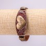 LOVE Bracelet with Metal Inserts, Length 16-24cm, 20mm Thick, Brown Eco Leather on Strap