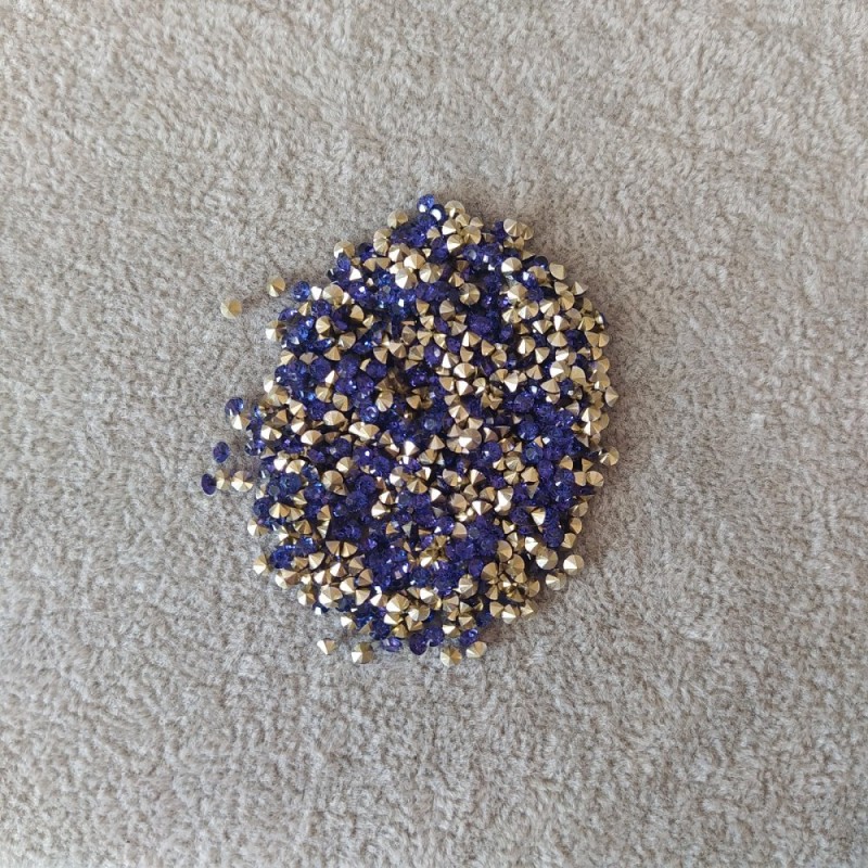 Rhinestone Chips, Dark Blue, Diameter 2.5(+/-) mm, Pack/4g(+/-)