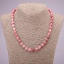 Natural Rhodochrosite Stone Necklace, Smooth Round Beads, 8(+-)mm Diameter, 45cm Length