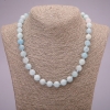 Natural Aquamarine Stone Necklace, Smooth Round Beads, 10(+-)mm Diameter, 45cm Length
