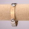 Stainless Steel Metal Bracelet with Clasp, Thickness 14mm, Length 21cm, Silver-Gold Metal Color