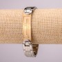 Stainless Steel Metal Bracelet with Clasp, Thickness 14mm, Length 21cm, Silver-Gold Metal Color