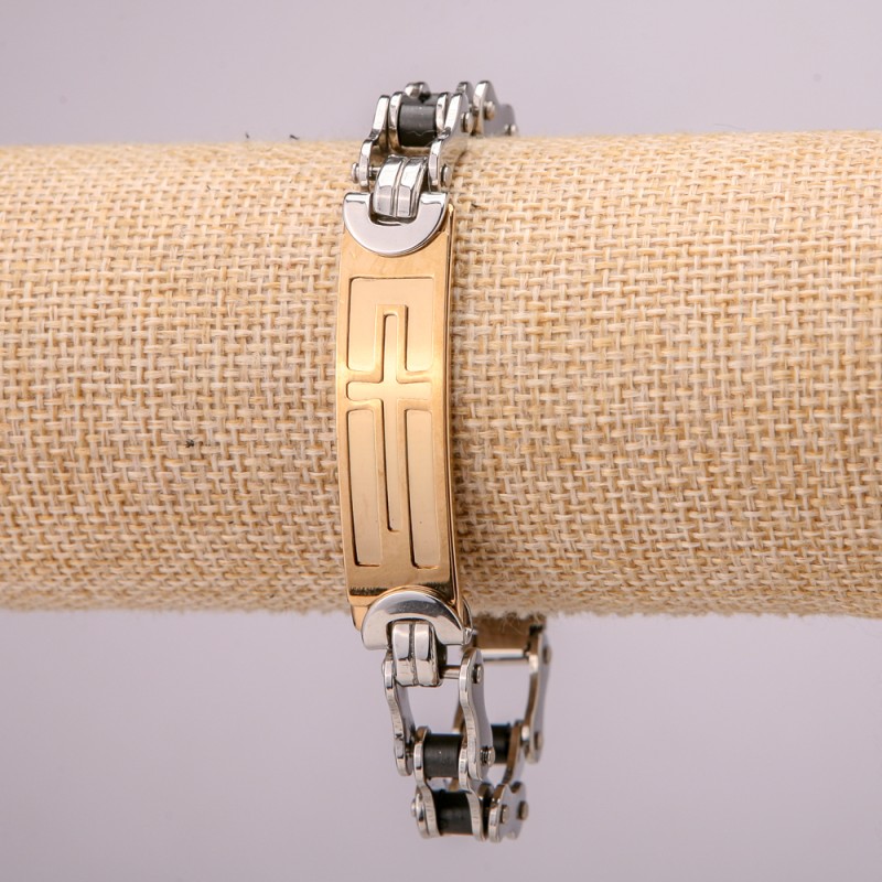 Stainless Steel Metal Bracelet with Clasp, 12mm Thickness, 21cm Length, Silver and Gold Color