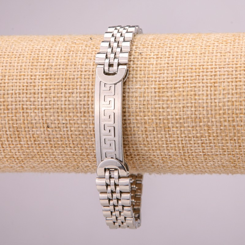 Stainless Steel Metal Bracelet with Clasp, 12mm Thickness, 21cm Length, Silver Color