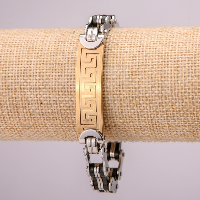 Stainless Steel Metal Bracelet with Clasp, 12mm Thickness, 21cm Length, Silver and Gold Color
