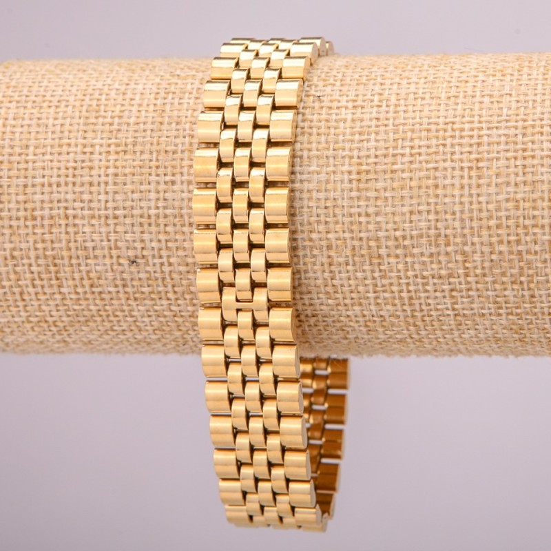 Stainless Steel Metal Bracelet with Clasp, 16mm Thickness, 21cm Length, Gold Color