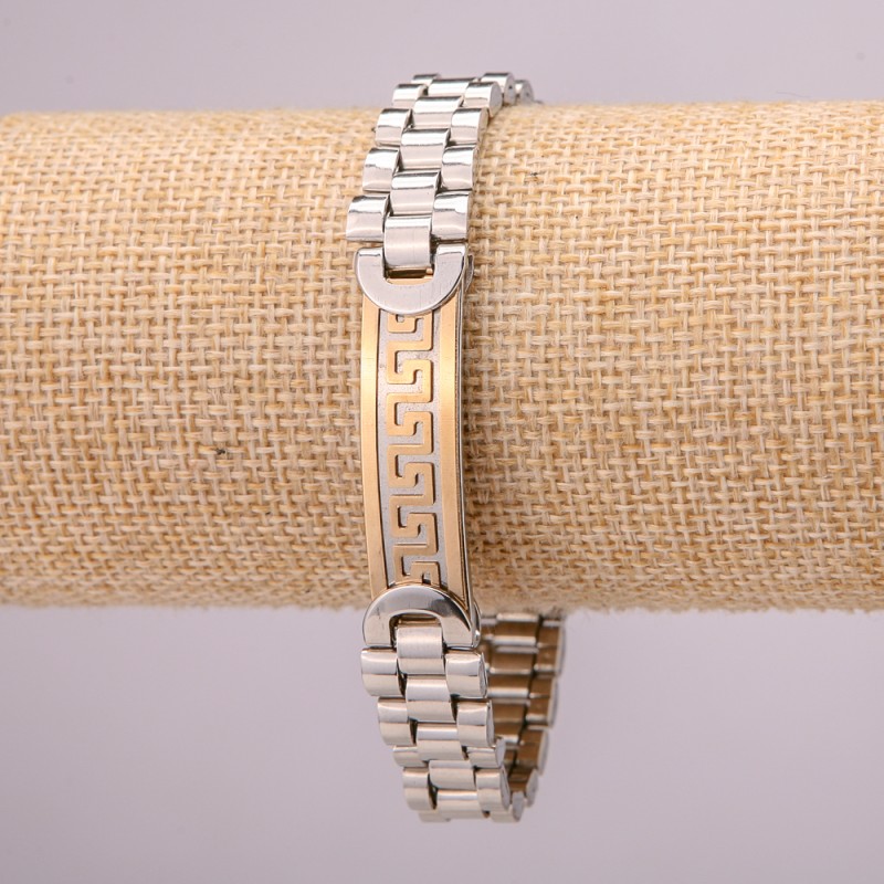 Stainless Steel Metal Bracelet with Clasp, 12mm Thickness, 21cm Length, Silver and Gold Color