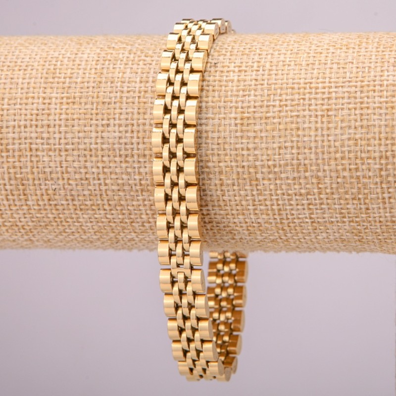 Stainless Steel Metal Bracelet with Clasp, 10mm Thickness, 21cm Length, Gold Color