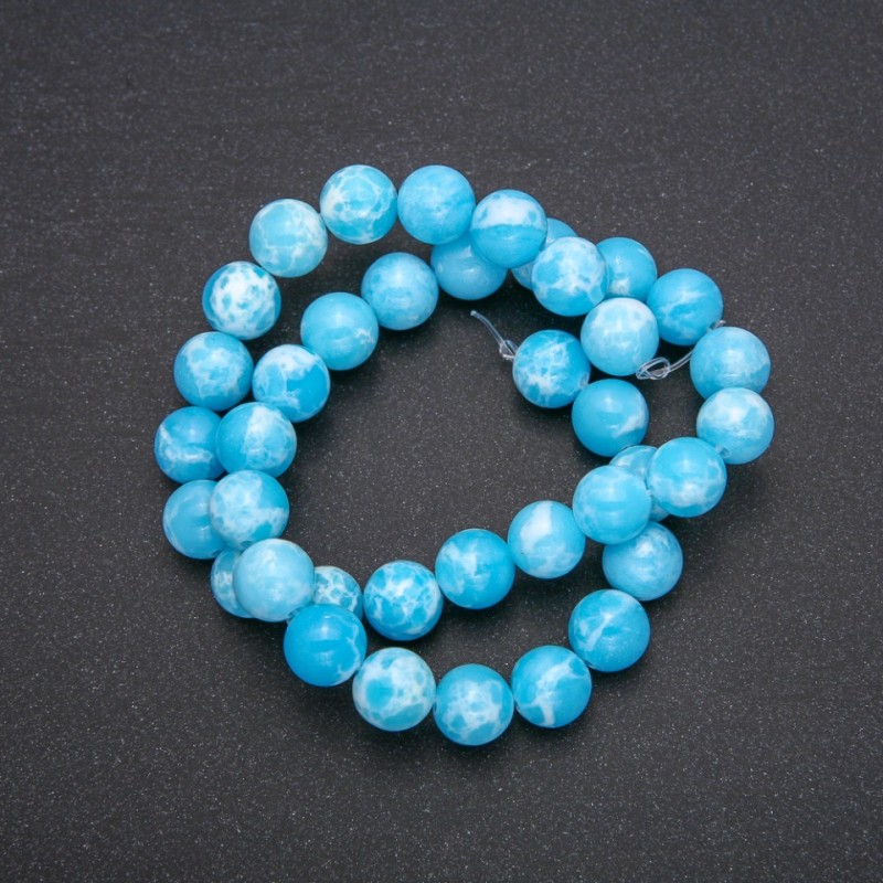 Imitation Larimar Acrylic Beads Smooth Round, Strand, Diameter 10mm, Length 38cm (+/-)