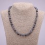 Iolite Natural Stone Necklace, Smooth Round Beads, Diameter 8mm (+/-), Length 48cm