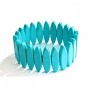 Turquoise Pointed Oval Bracelet on Elastic Band, Blue