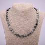 Necklace Natural Stone Hawk's Eye Tumbled, diameter 8x12(+-)mm, length 48cm