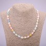 Necklace Natural Stone Morganite Tumbled, diameter 7x9(+-)mm, length 48cm