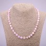Necklace Natural Stone Kunzite Tumbled, diameter 9x10(+-)mm, length 46-49cm+