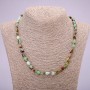 Necklace Natural Stone Chrysoprase Tumbled, diameter 7x9(+-)mm, length 48cm