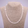 Necklace Natural Stone Rock Crystal Tumbled, diameter 8x10(+-)mm, length 45cm+