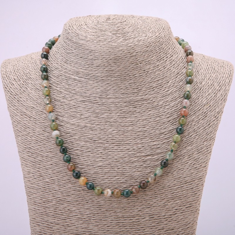 Natural Stone Necklace Jasper Smooth Bead, Diameter 6(+/-)mm, Length 48cm