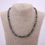 Natural Stone Necklace Snowflake Obsidian Apache Tears Smooth Bead, Diameter 6(+/-)mm, Length 48cm