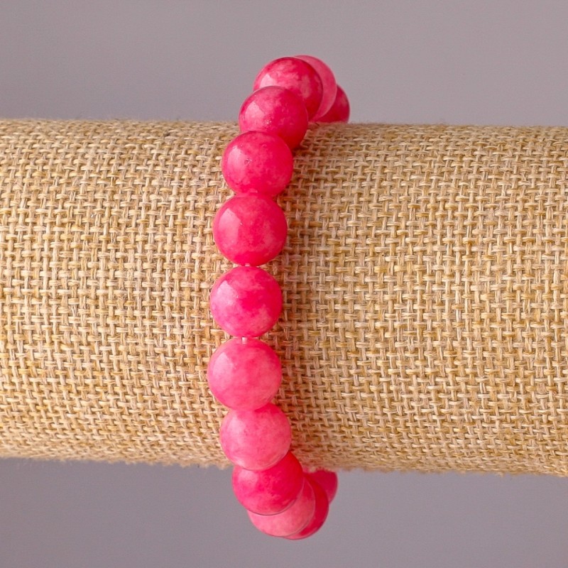 Imitation Tourmaline Bracelet on Elastic, Smooth Beads, 10mm Diameter, 18cm Circumference