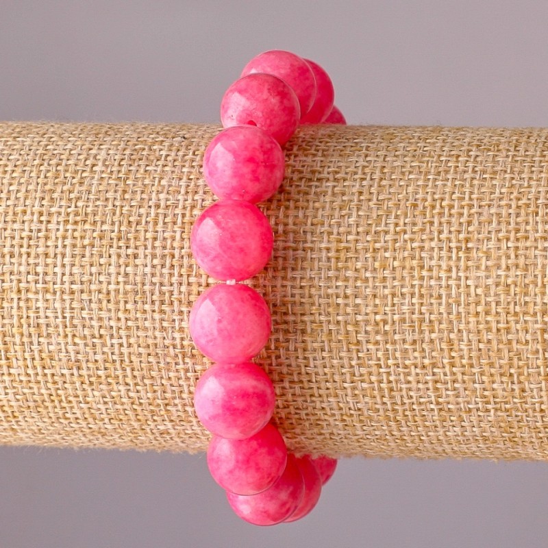Imitation Tourmaline Bracelet on Elastic, Smooth Beads, 12mm Diameter, 18cm Circumference
