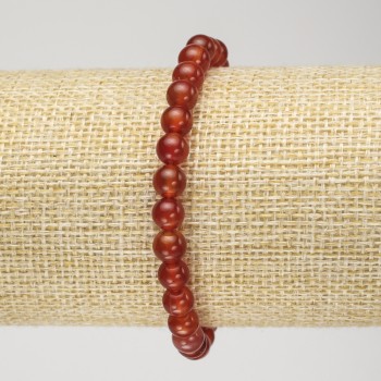 Carnelian Bracelet on Elastic, Smooth Beads, 6mm Diameter, 18cm Circumference