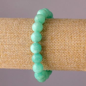 Jadeite Bracelet on Elastic, Smooth Beads, 10mm Diameter, 18cm Length