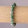 Moss Agate Bracelet on Elastic, Smooth Beads, 10mm Diameter, 18cm Circumference