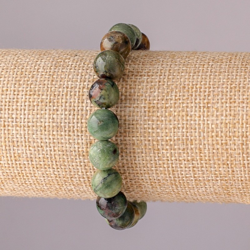 Natural Jasper Stone Bracelet on Elastic, Smooth Beads, 10mm Diameter, 18cm Circumference