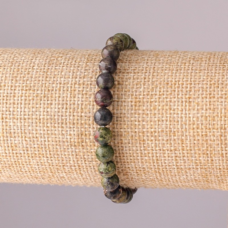 Dragon Blood Jasper Bracelet on Elastic Band, Smooth Round Beads, 6mm Diameter, 18cm Circumference