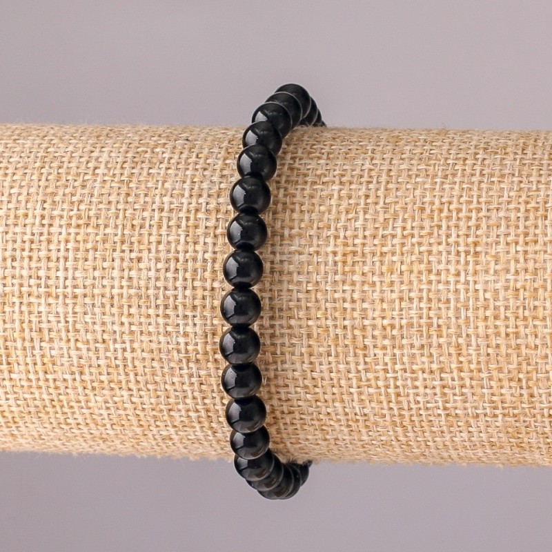 Agate Bead Bracelet, single-strand, smooth round beads, 6mm diameter, 18cm circumference