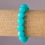 Aquamarine Bracelet on Elastic Band, Smooth Round Beads, 12mm Diameter, 18cm Circumference