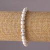 Cacholong Bracelet on Elastic Band, Smooth Round Beads, 6mm Diameter, 18cm Length