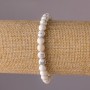 Cacholong Bracelet on Elastic Band, Smooth Round Beads, 6mm Diameter, 18cm Length