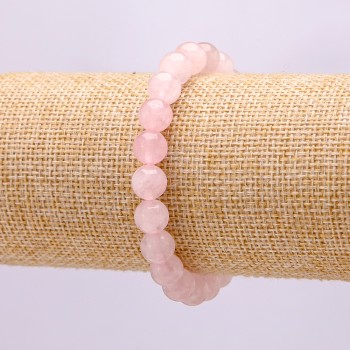 Natural Rose Quartz Bracelet on Elastic Band, Smooth Round Beads, 10mm+ Diameter