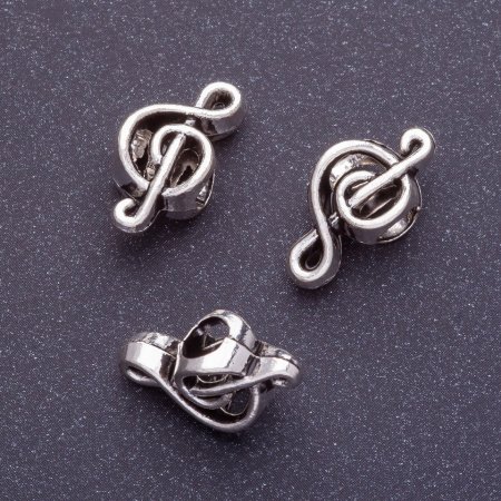 Findings Pandora Bead Insert Treble Clef, length 18mm d1-4mm color silver pack 20g +/-11pcs