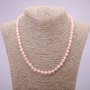 Necklace made of natural stone Pink Quartz smooth bead, diameter 6mm, length 45cm+