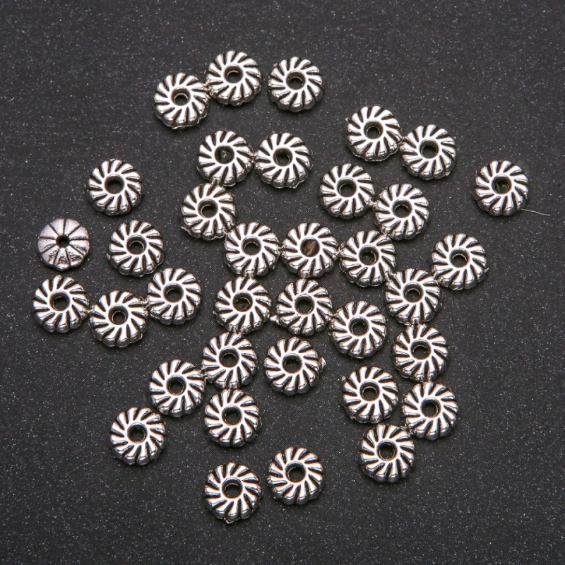 Silver-Tone Bead Spacer Finding, diameter 2.5x8(+/-)mm, pack of 20g, 35(+/-)pcs