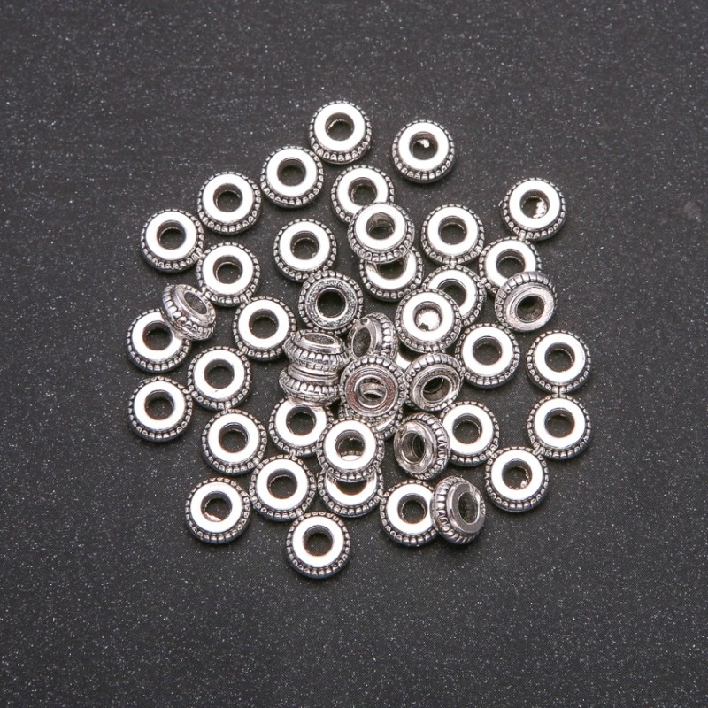 Bead Inlay Findings, metal color silver, diameter 3x7 (+/-) mm, packaging 20 g, 45 (+/-) pcs