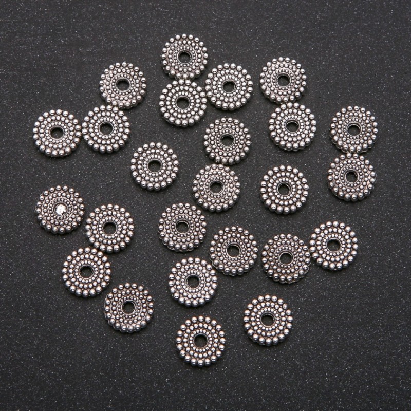 Silver-Tone Bead Spacer Finding, diameter 2.5x9(+/-)mm, pack of 20g, 25(+/-)pcs