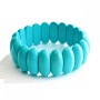 Blue Turquoise Bracelet on Elastic Band, Elongated Stones 10x25mm(+/-)