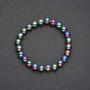 Hematite Bracelet with Coating, Smooth Beads, Diameter 8(+/-)mm, Length 18cm, on Elastic Band