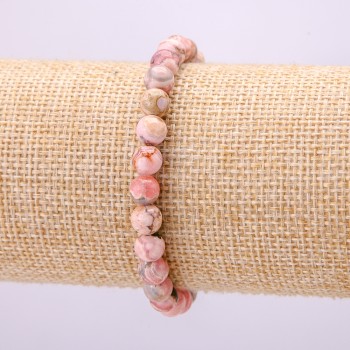 Natural Rhodochrosite Bracelet, Smooth Round Beads, Diameter 6.5mm, Length 18cm