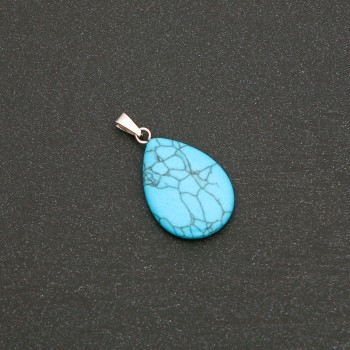 Teardrop Pendant "Blue Turquoise" (Pressed) 25x18mm