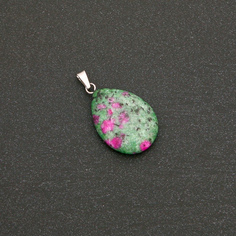 Teardrop Pendant Made of Natural Zoisite Stone 25x18(+-)mm