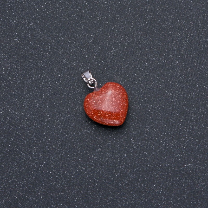 Heart Pendant Natural Stone Aventurine "Golden Sand" 14x14x22mm (+-)