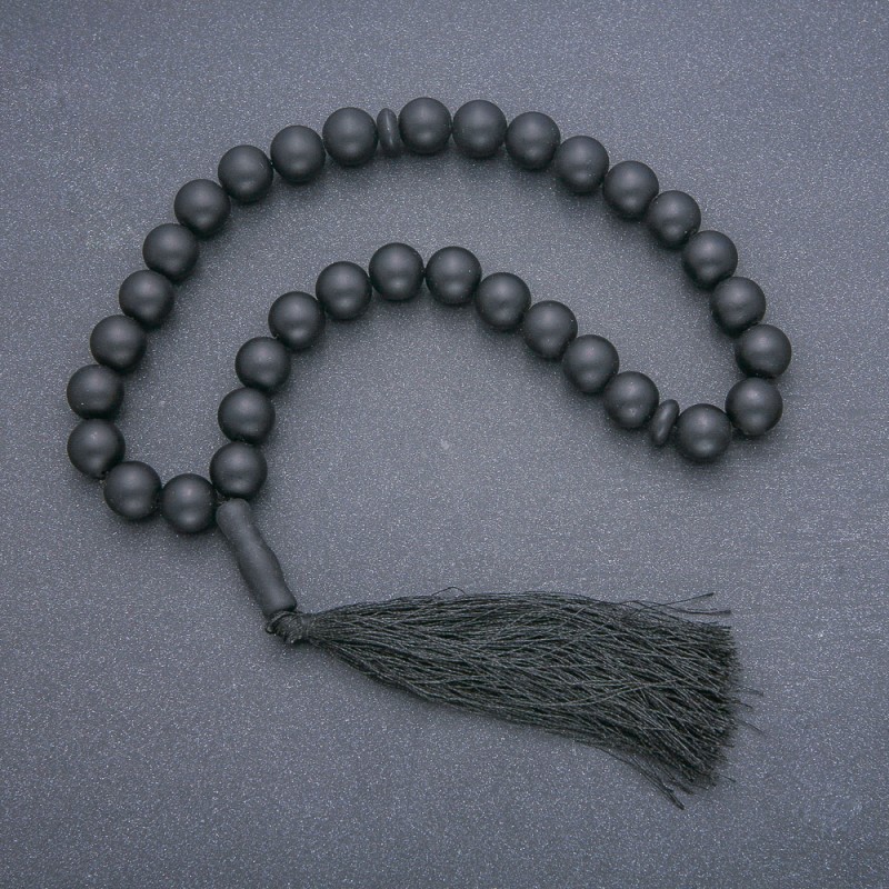 Shungite Prayer Beads, 33 Beads, Shungite Accent, Diameter 12mm